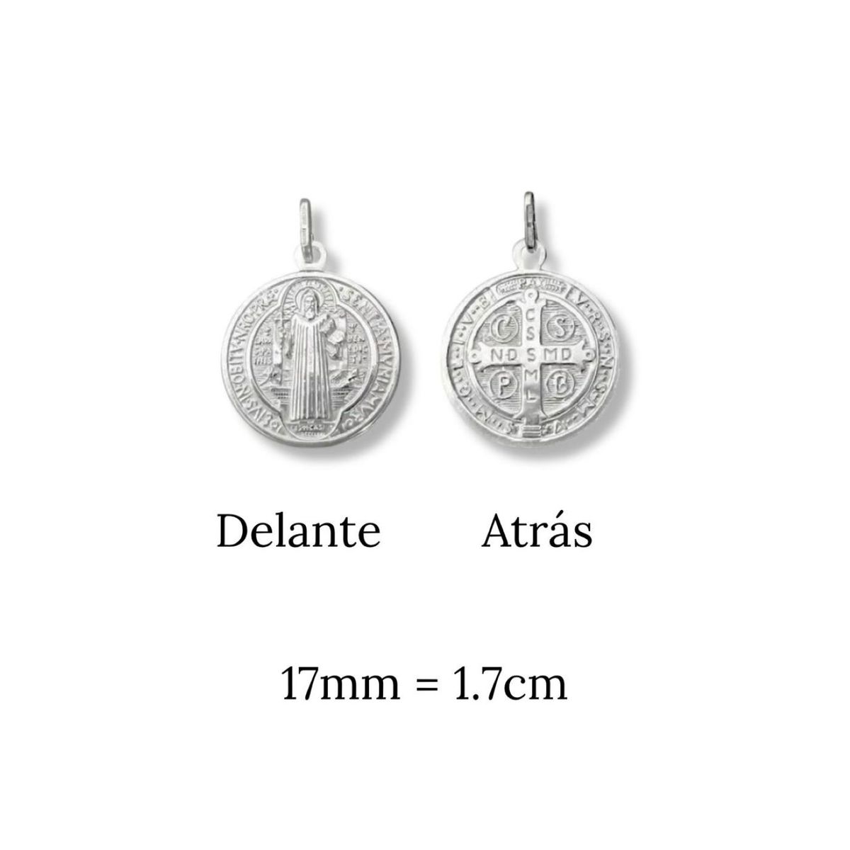 SANTORAL - Dije Medalla de San Benito 17mm- Plata