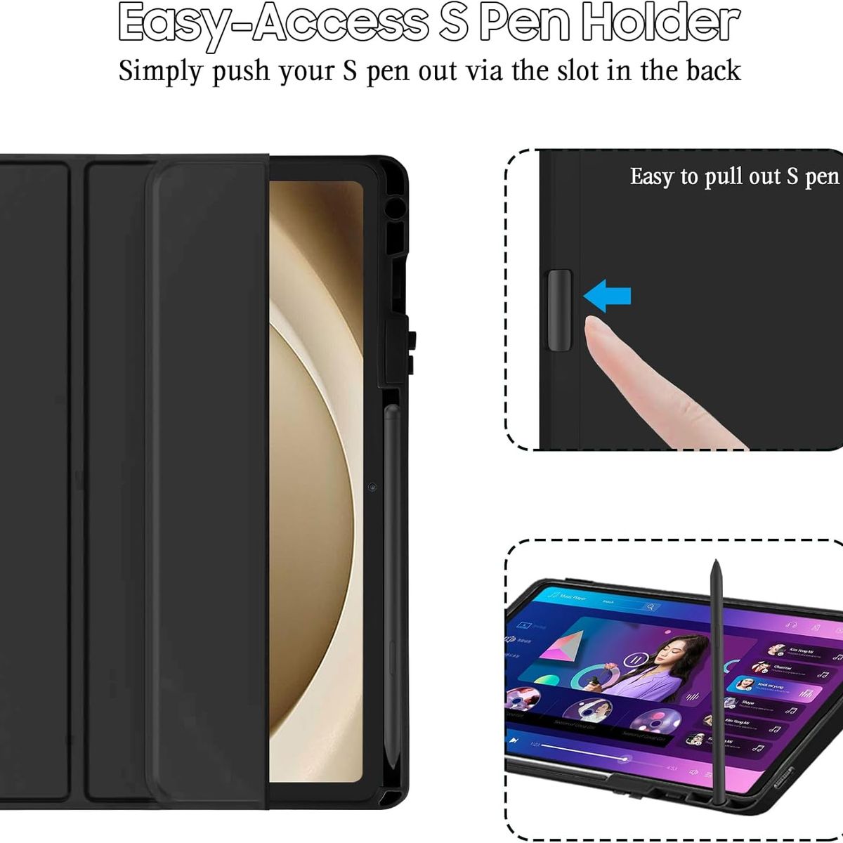 FUNDAANTIGOLPES - Funda Smart con Porta Lapiz para Tablet Samsung tab A9 plus 11 Negro