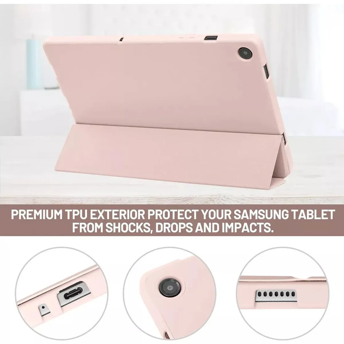 FUNDAANTIGOLPES - Funda Smart Porta Lapiz para Tablet Samsung tab A9 plus 11 Palo Rosa