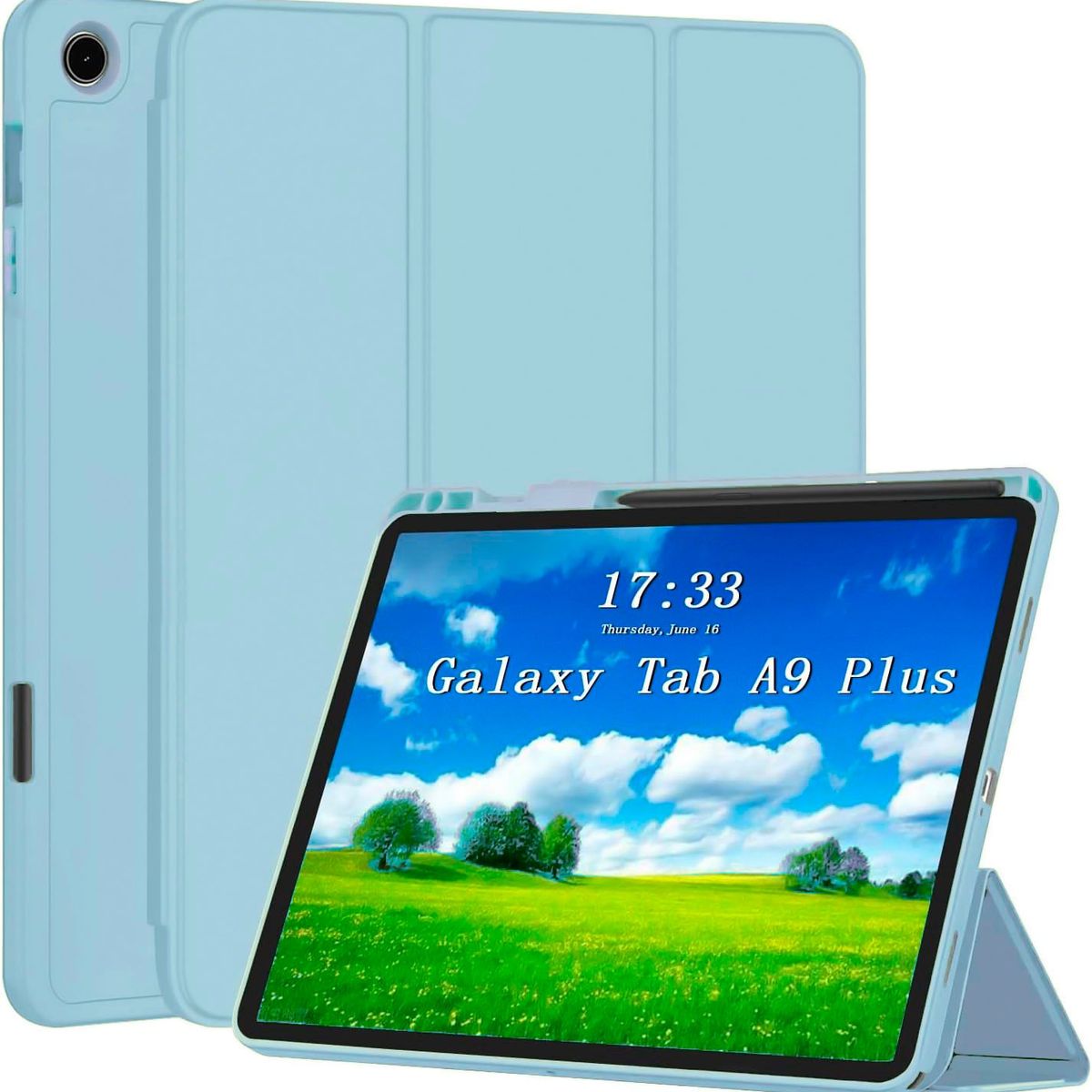 FUNDAANTIGOLPES - Funda Cover con Porta Lapiz para Tablet Samsung tab A9 plus 11 Celeste