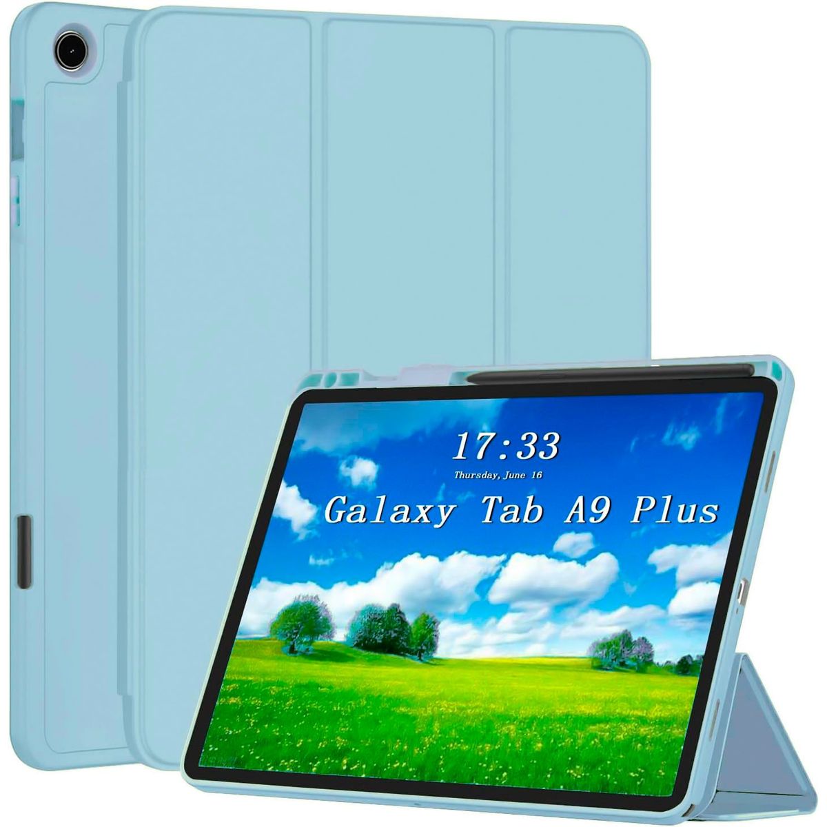 FUNDAANTIGOLPES - Funda Cover con Porta Lapiz para Tablet Samsung tab A9 plus 11 Celeste