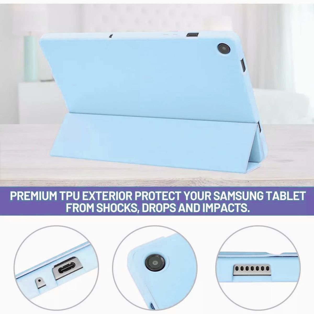 FUNDAANTIGOLPES - Funda Cover con Porta Lapiz para Tablet Samsung tab A9 plus 11 Celeste