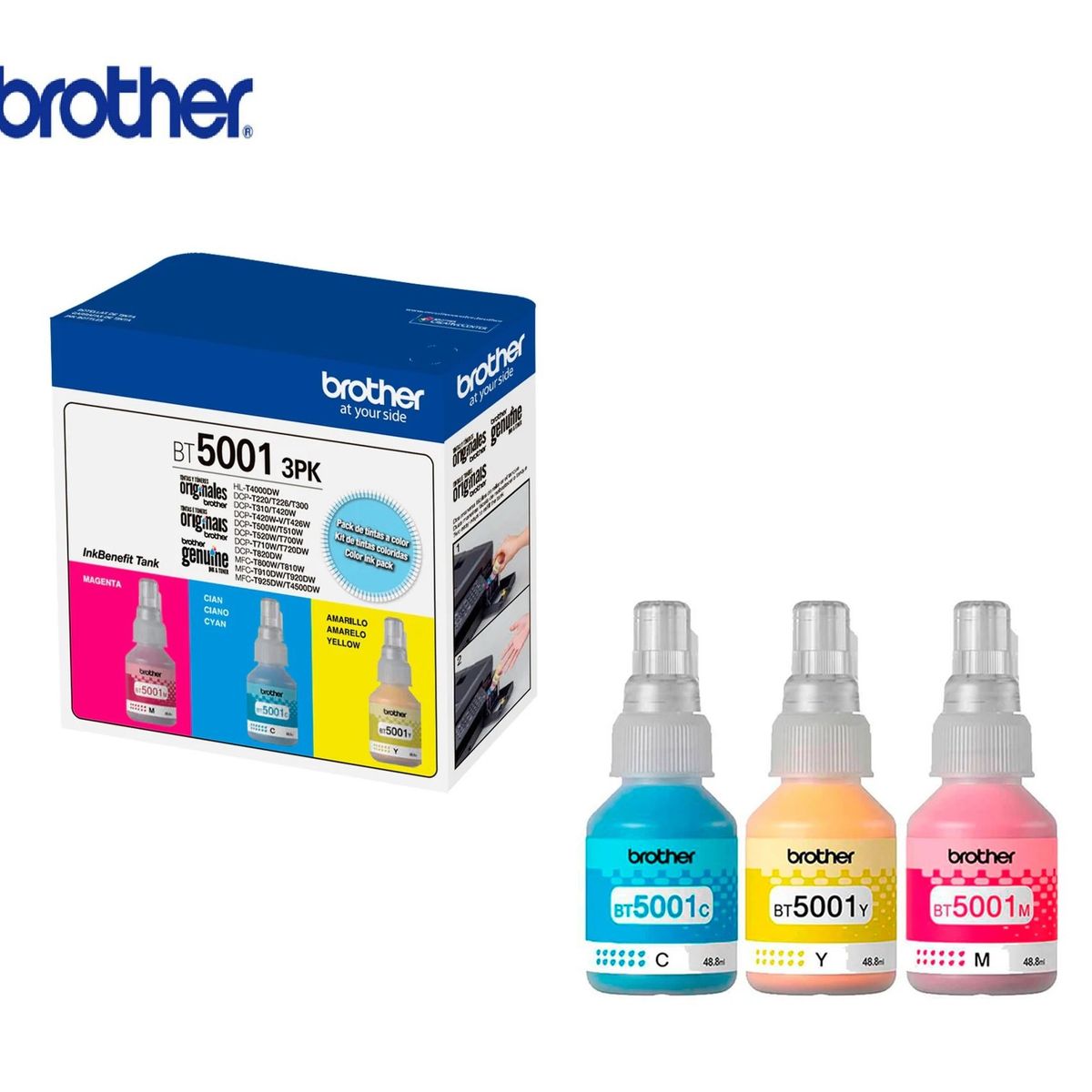 BROTHER - Pack 3 Tintas Brother BT5001 3PK-TANK Color