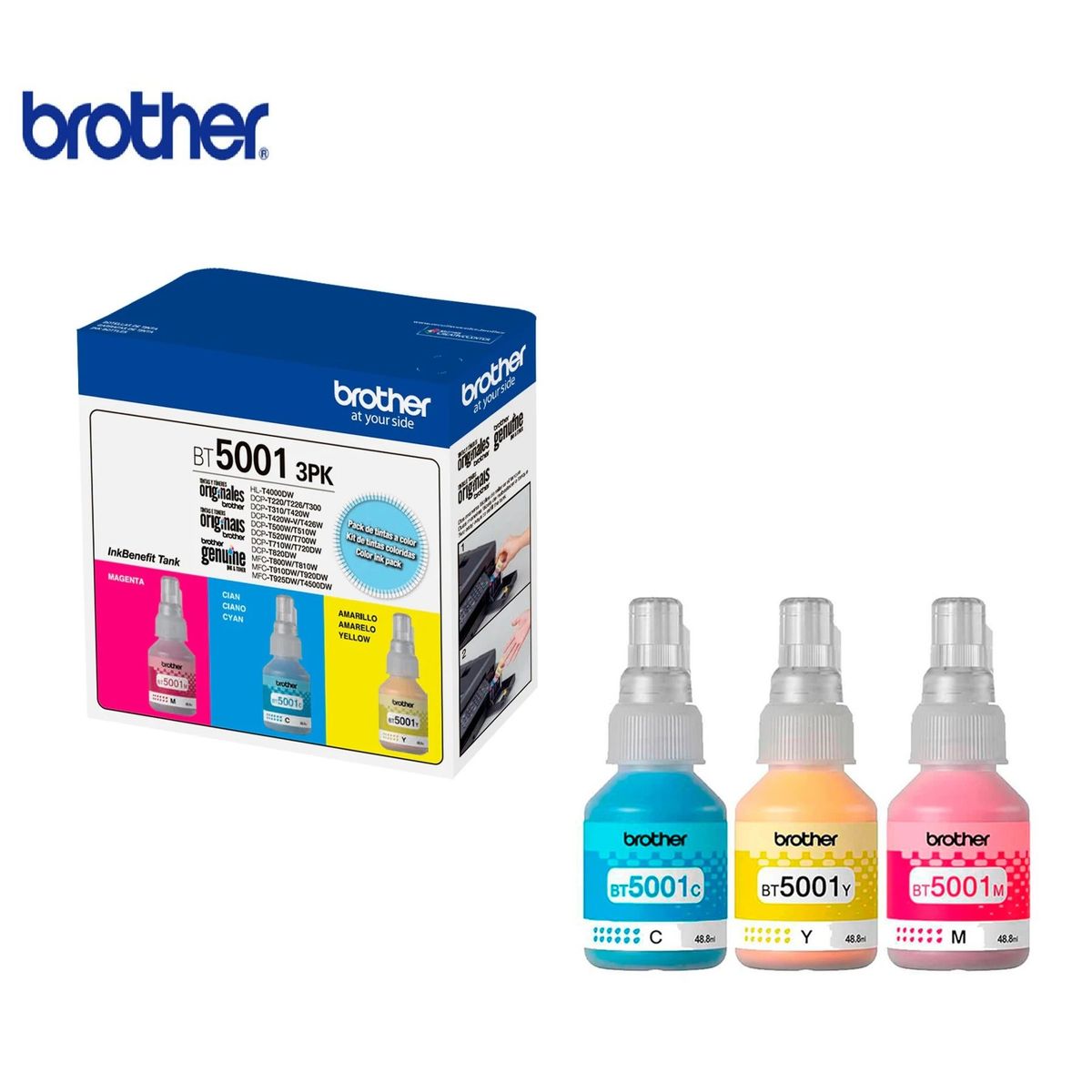 BROTHER - Pack 3 Tintas Brother BT5001 3PK-TANK Color