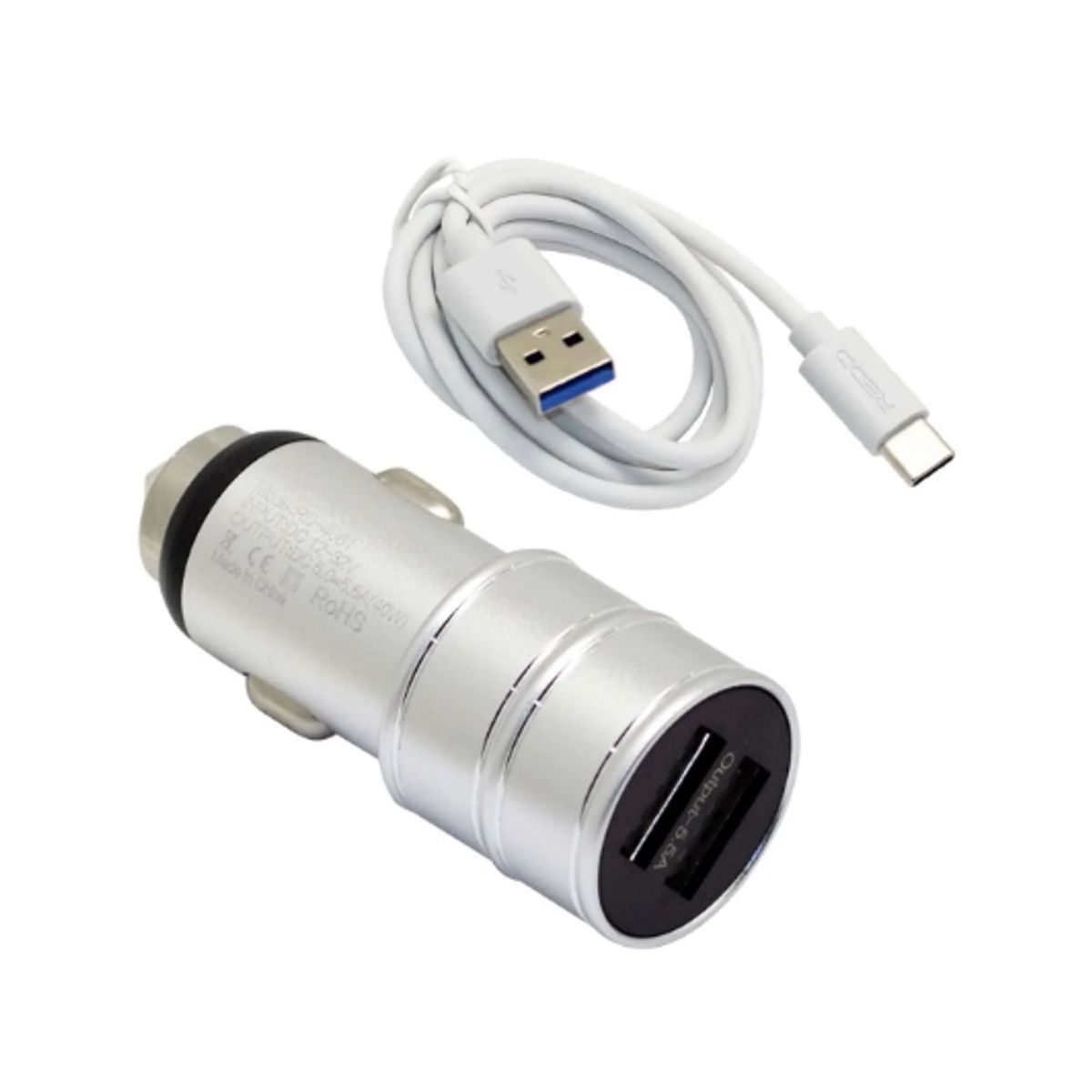 GENERICO - Cargador de Auto USB doble + Cable USB Tipo C RD-4061 REDD