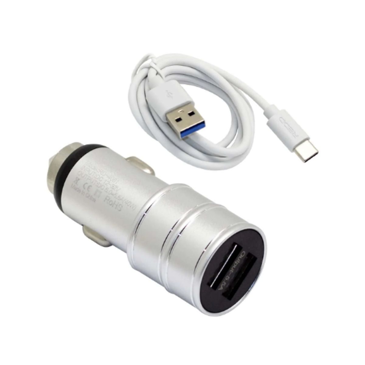 GENERICO - Cargador de Auto USB doble + Cable USB Tipo C RD-4061 REDD
