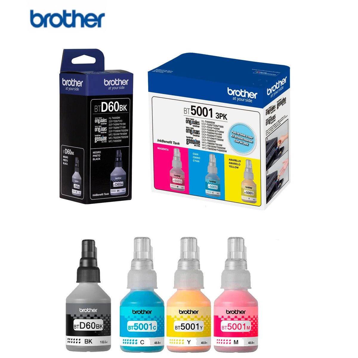BROTHER - Pack De Tintas Brother Btd60bk + Pack 3 Color 3pk-Tank