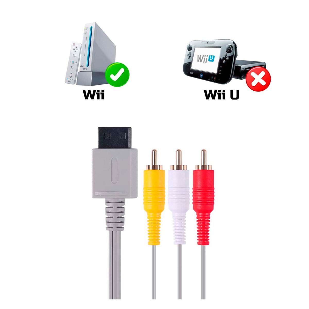 GENERICO - Cable Av Audio Video Compatible Nintendo Wii Y Wii U