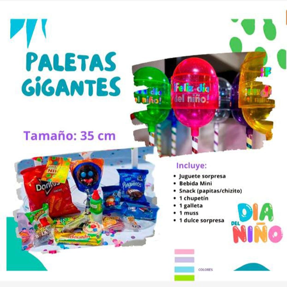 GENERICO - Pack 2Chupetin gigante sorpresa fiestas cumpleaños