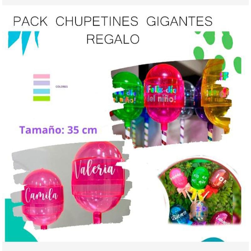 GENERICO - PACK 10 CHUPETINES GIGANTES EN BASE PARA cumpleaños