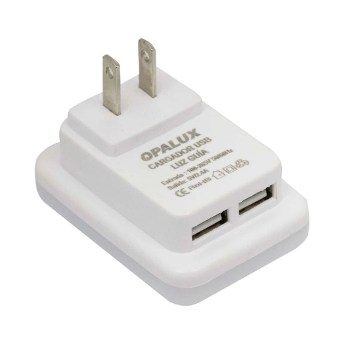 OPALUX - Cargador de Pared 2 USB con Luz Nocturna OP-G29-1 OPALUX