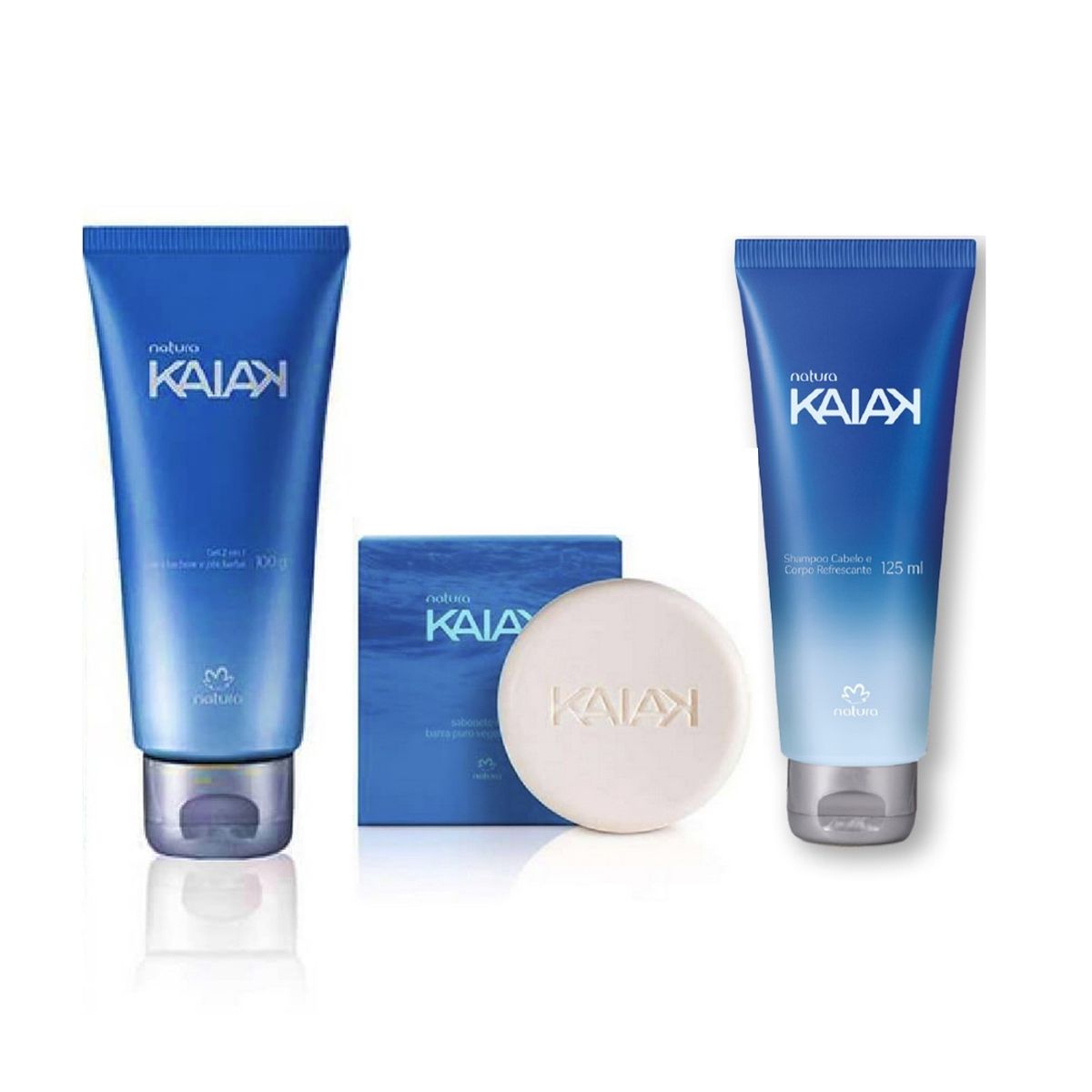 NATURA - Kaiak Clásico shampoo +gel de barba + jabon en barra NATURA