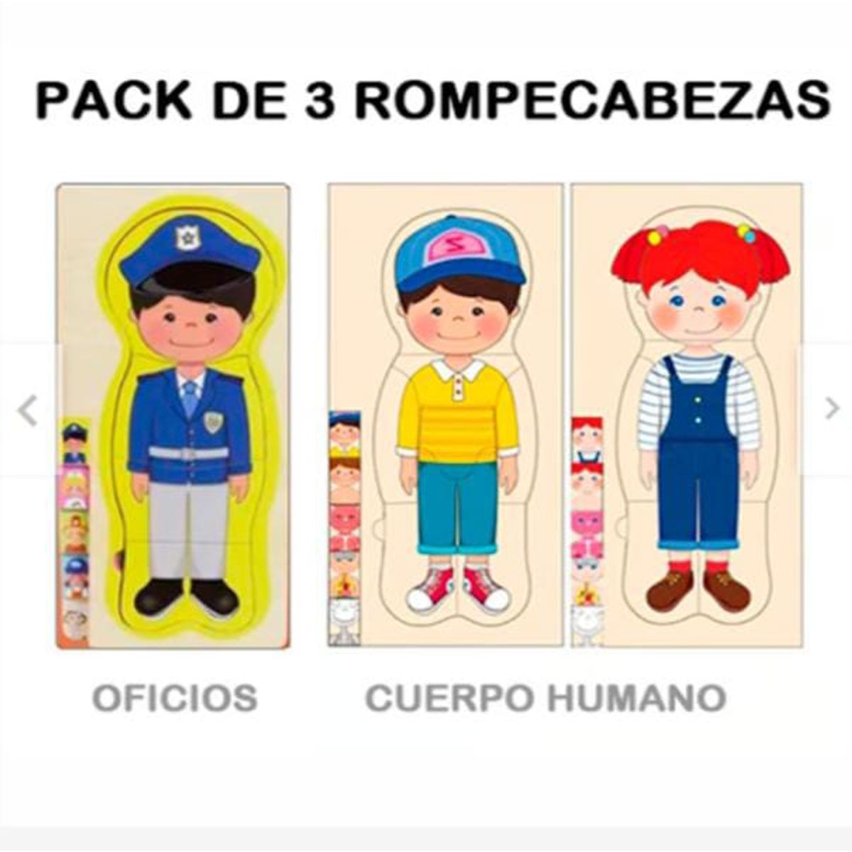 GENERICO - Pack 3 rompecabezas  para niños