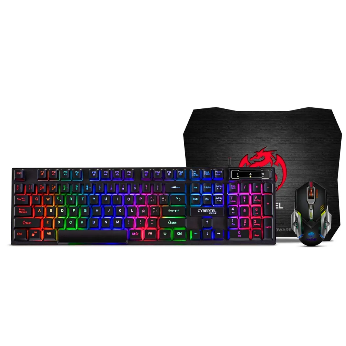 CYBERTEL - Kit Gamer 3 En 1 Cybertel Xtreme :Teclado + Mouse+ Pad Mouse