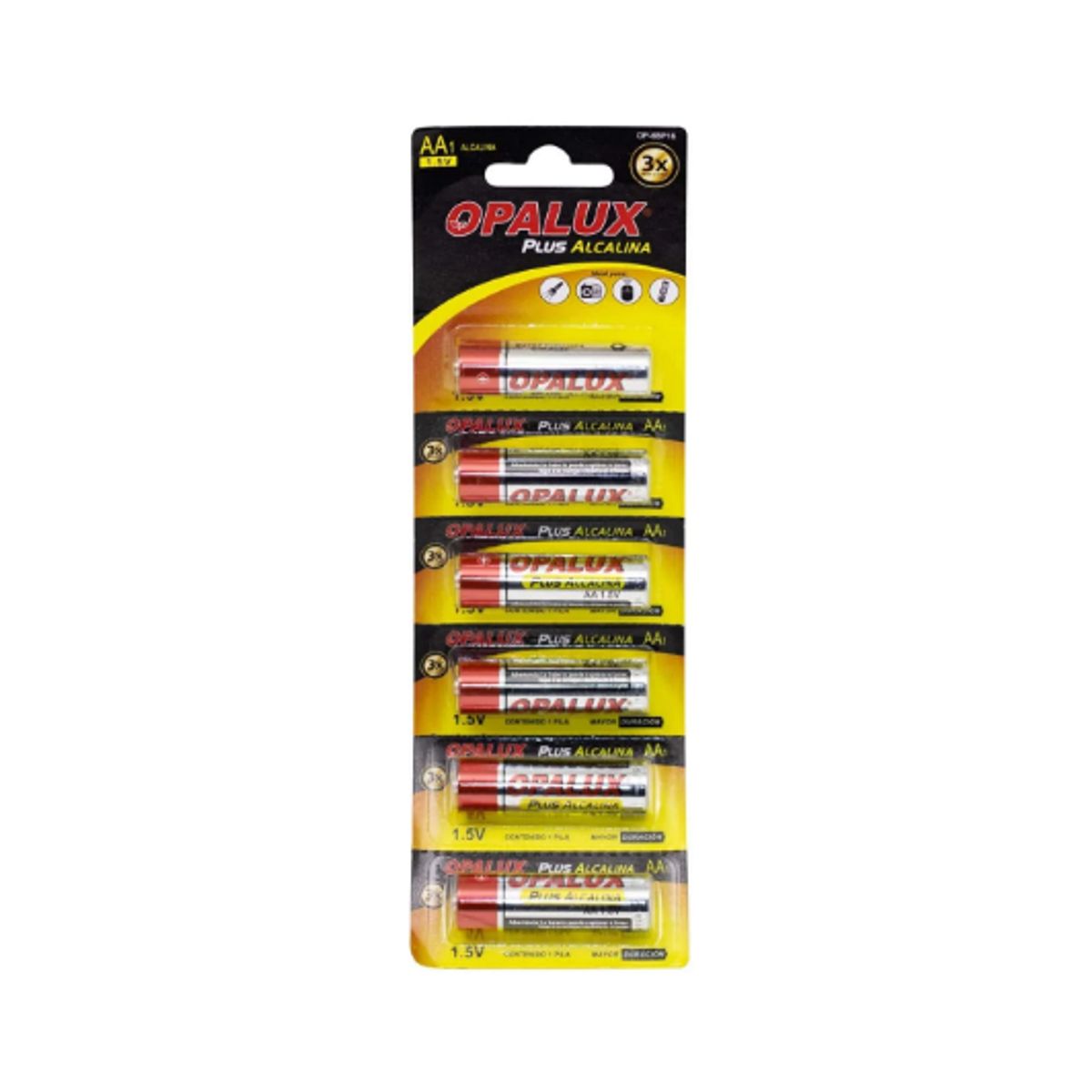 OPALUX - Pila Alcalina AA Plus 1.5V Set x 6 OP-6BP16 OPALUX