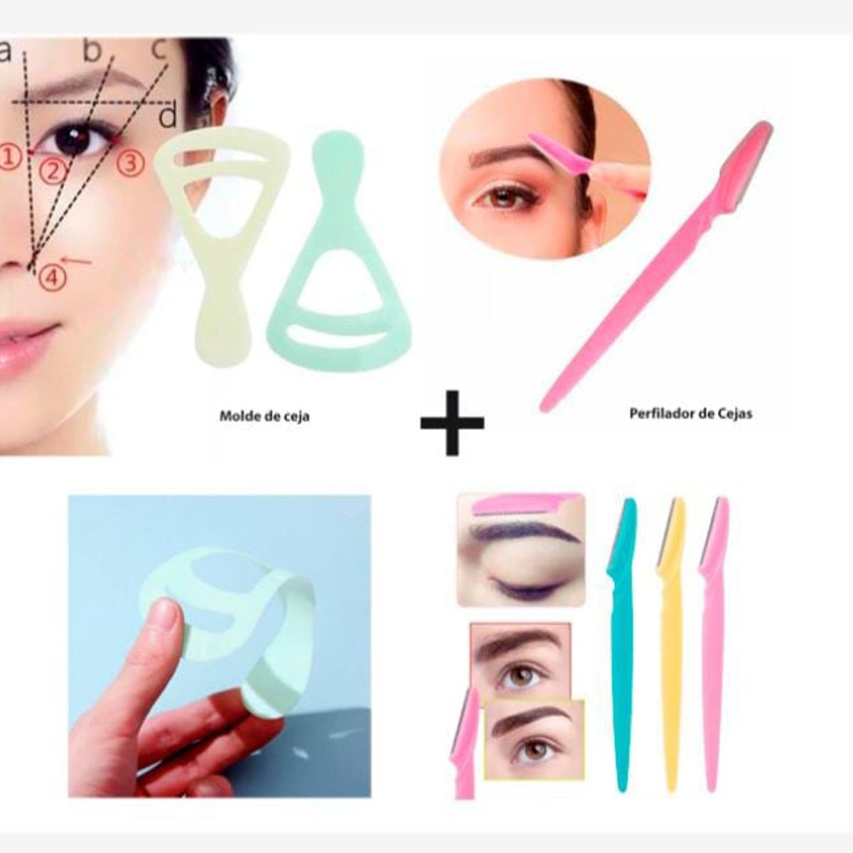 GENERICO - Pack 2 molde de ceja y 1 perfilador
