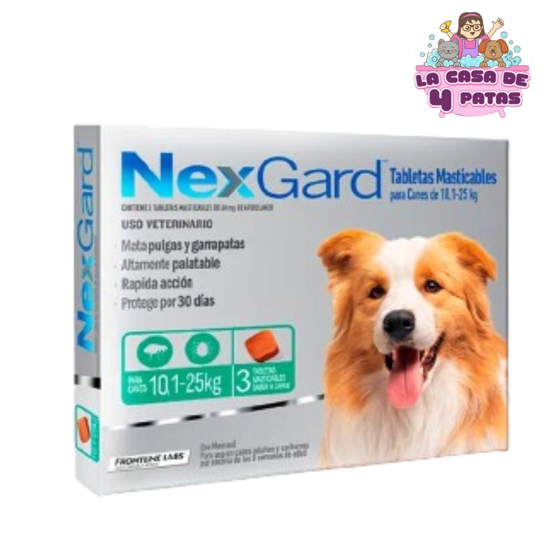 NEXGARD - Antipulgas Nexgard para Perros de 10 a 25 kg x 3 tabletas