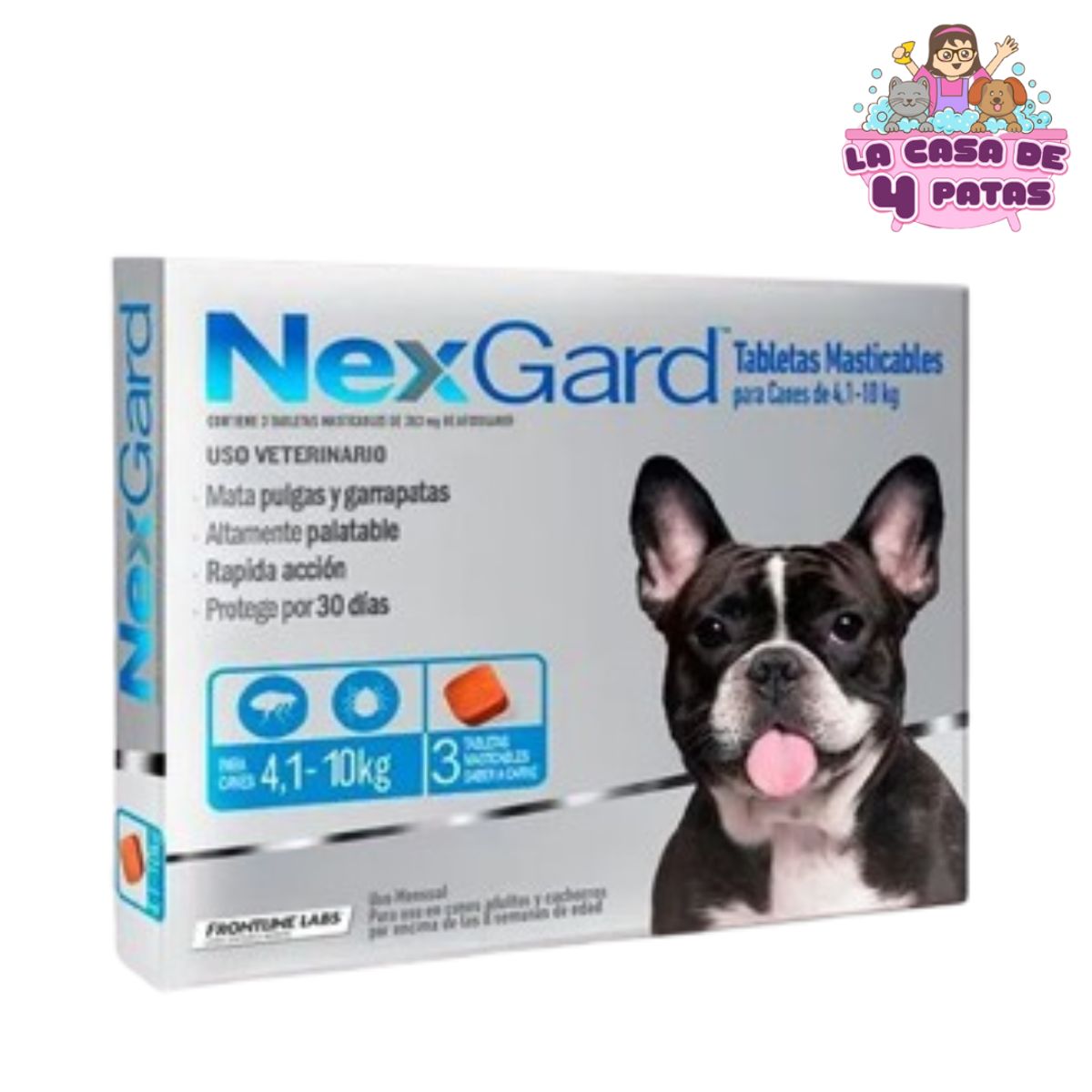 NEXGARD - Antipulgas Nexgard para Perros de 4.1 a 10 kg x 3 tabletas