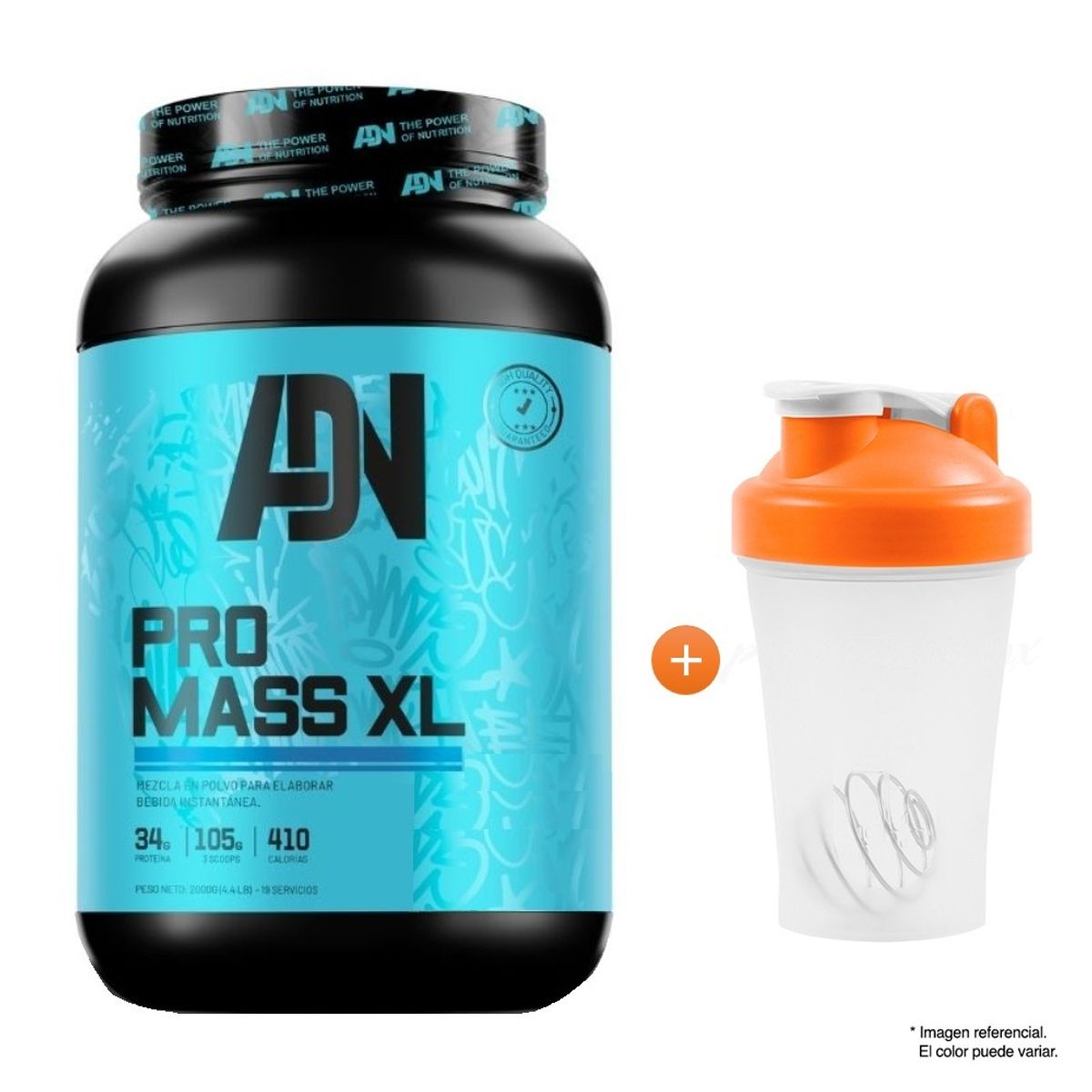 ADN - PRO MASS XL SUERO DE LECHE 2 KG VAINILLA + SHAKER
