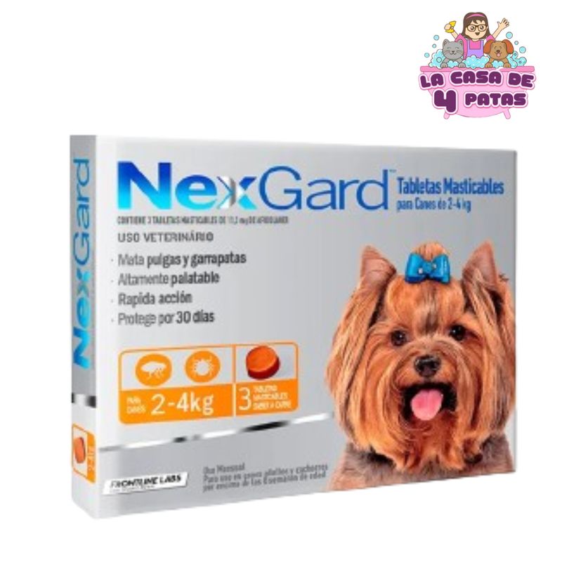 NEXGARD - Antipulgas Nexgard para Perros de 2 a 4 kg x 3 tabletas