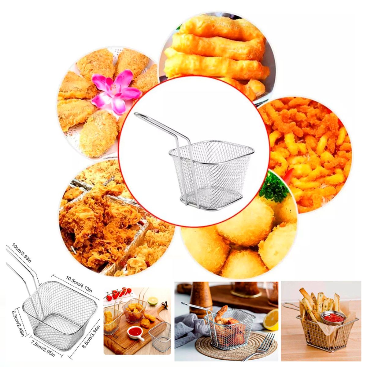 GENERICO - Mini Escurridor de Frituras Canasta para Mesa de Fritos