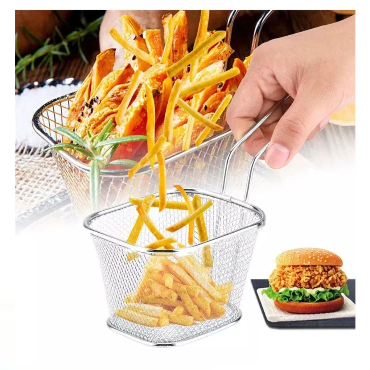 GENERICO - Mini Escurridor de Frituras Canasta para Mesa de Fritos