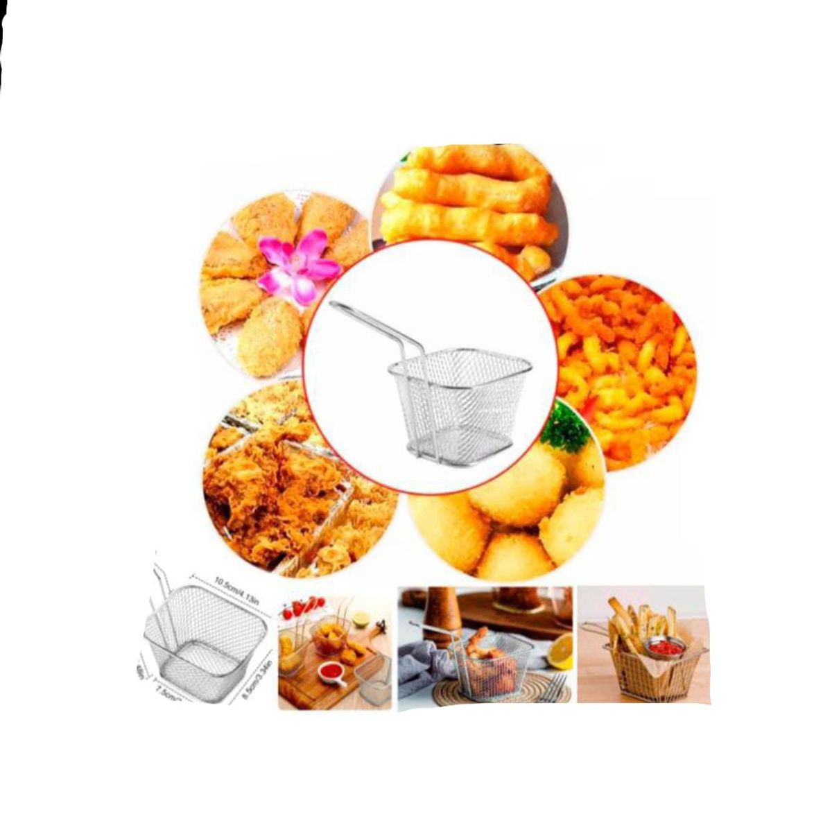 GENERICO - Mini escurridor de frituras Canasta para mesa