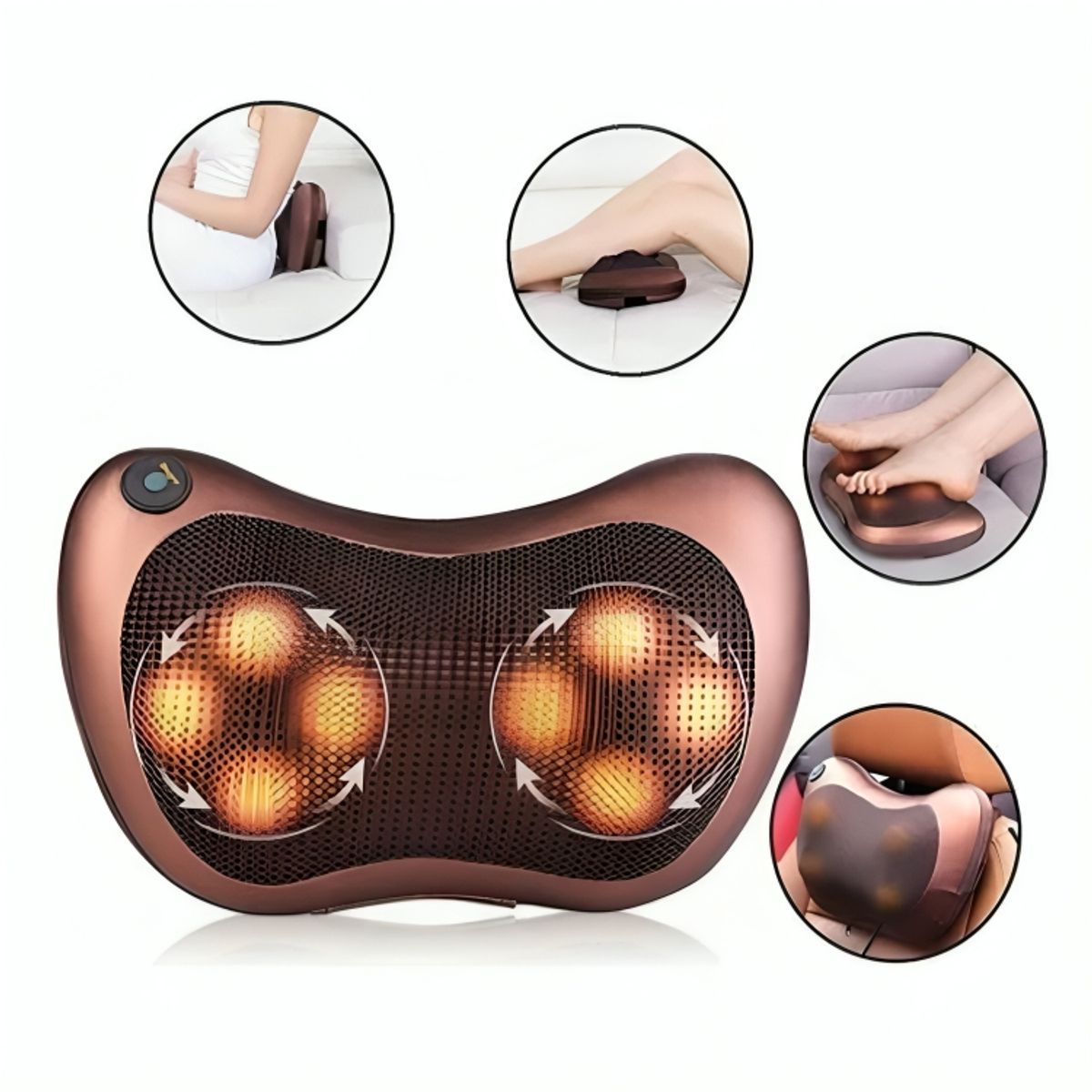 GENERICO - Almohada Masajeador Shiatsu con Calefacción para Alivio Dolor Muscular