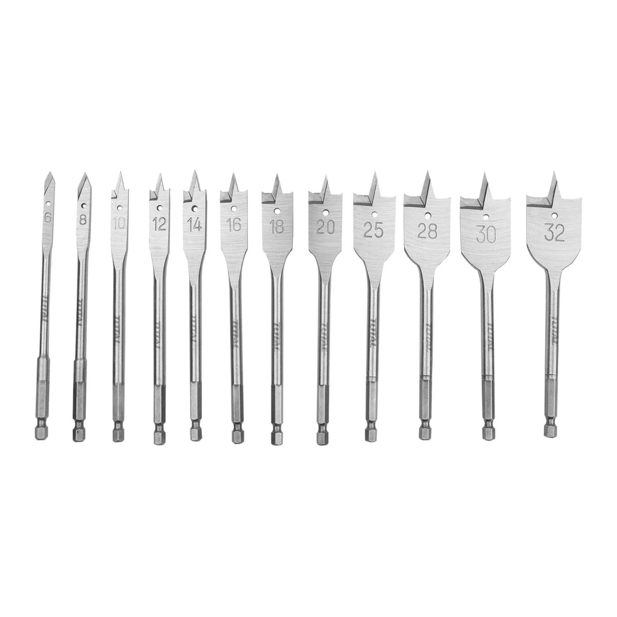 TOTAL TOOLS - Set de brocas planas para madera 12 piezas Total