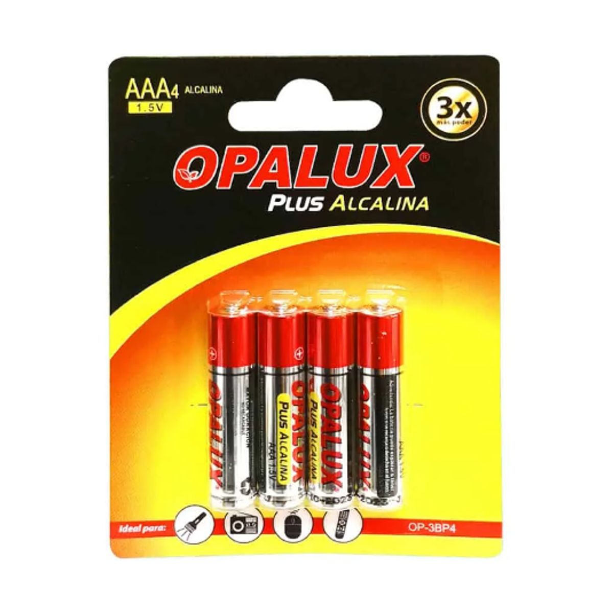OPALUX - Pila Alcalina AAA 15V Pack4 OP-3BP4 OPALUX