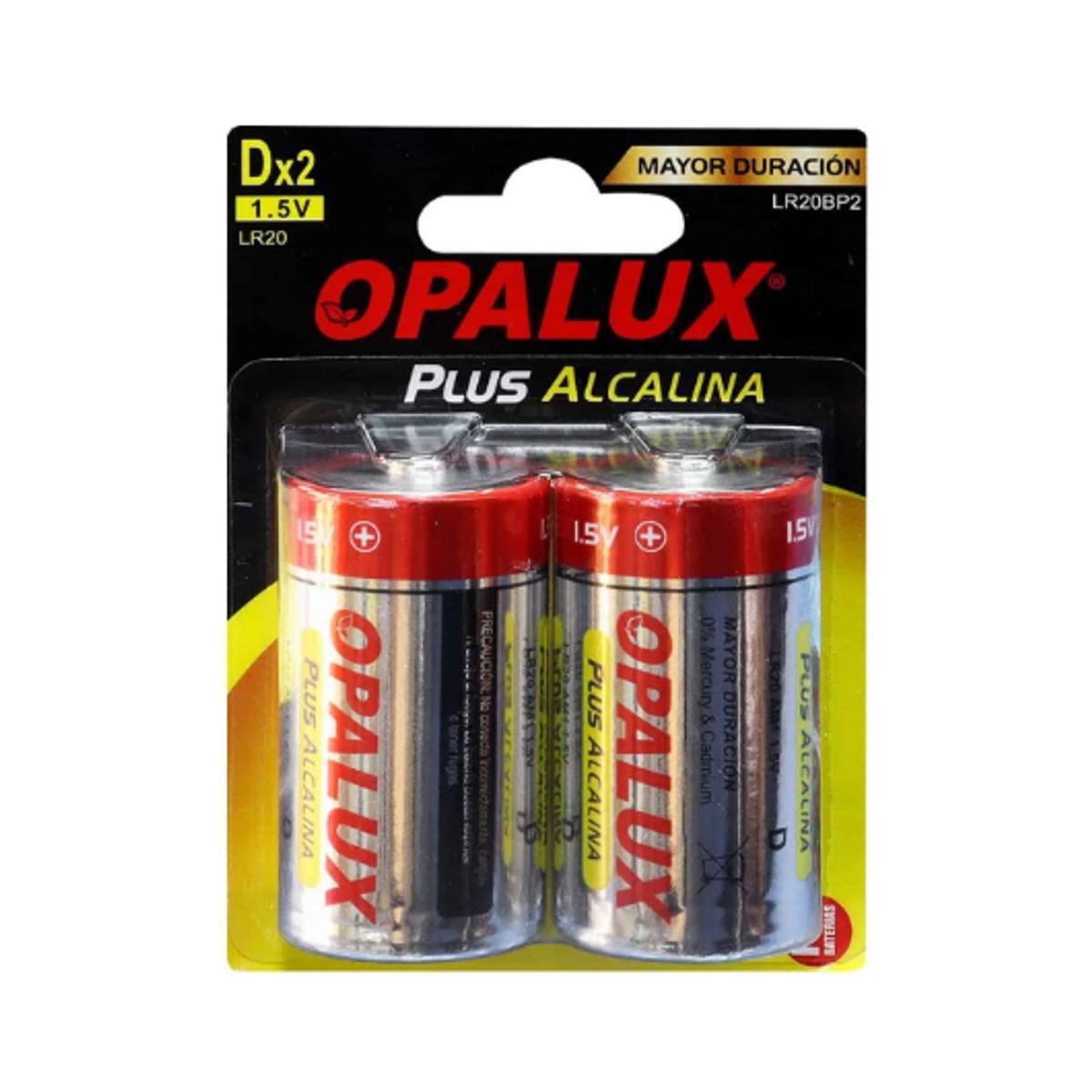OPALUX - Pila Alcalina Tipo D 15V LR20BP2 OPALUX