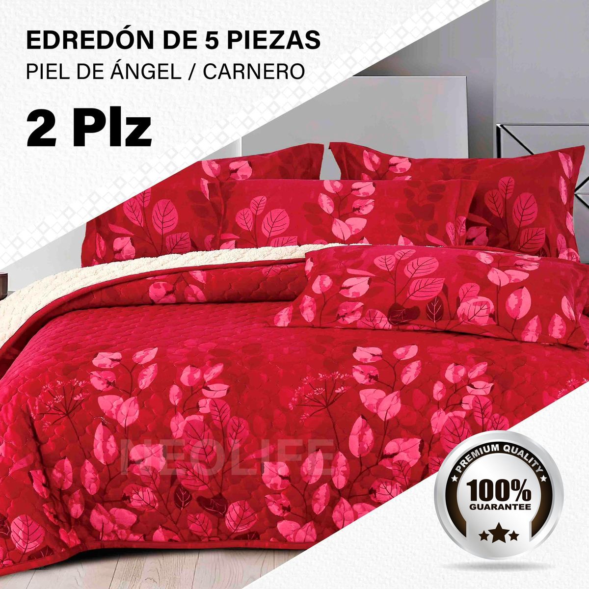 GENERICO - Edredón de Invierno 2 Plazas: 5 Piezas Premium, Confort Superior