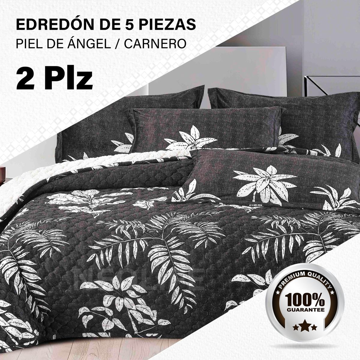 GENERICO - Edredón de Invierno 2 Plazas: 5 Piezas Premium, Confort Superior