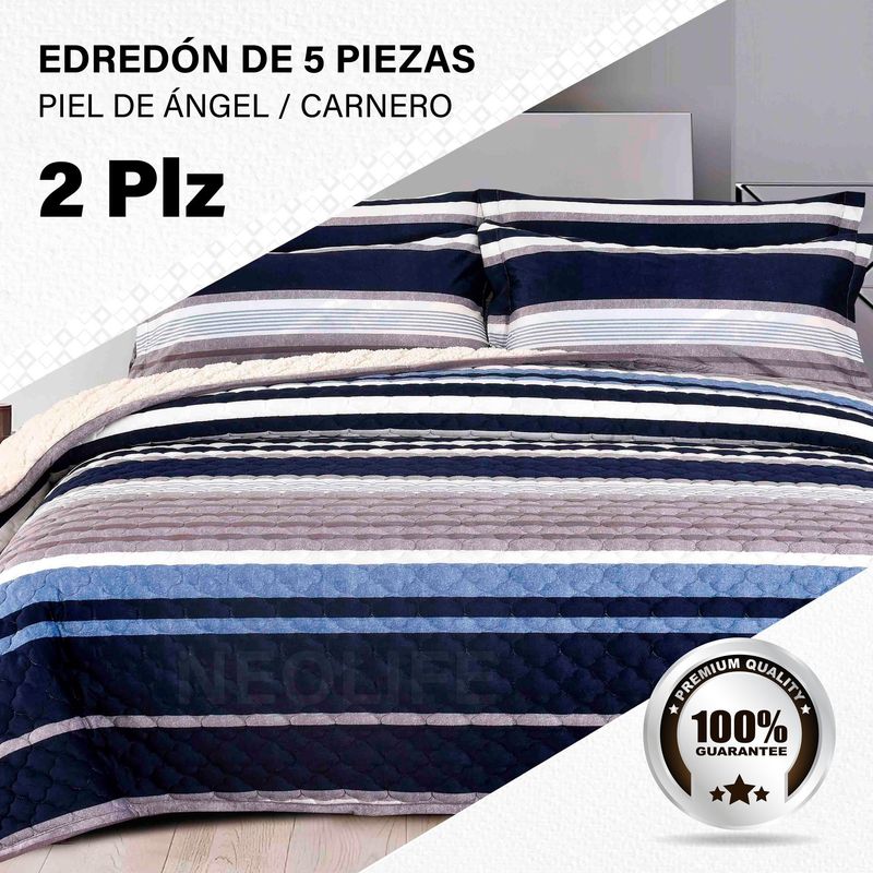 GENERICO - Edredón de Invierno 2 Plazas: 5 Piezas Premium, Confort Superior
