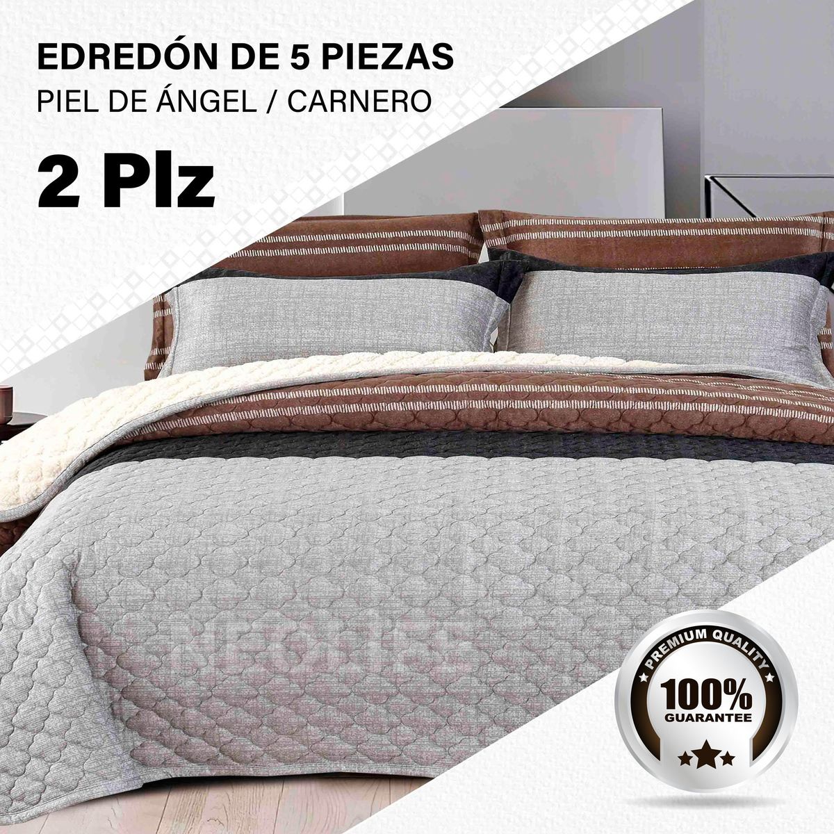 GENERICO - Edredón de Invierno 2 Plazas: 5 Piezas Premium, Confort Superior