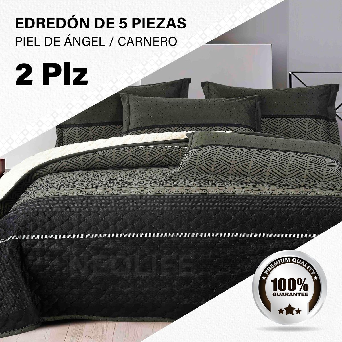 GENERICO - Edredón de Invierno 2 Plazas: 5 Piezas Premium, Confort Superior