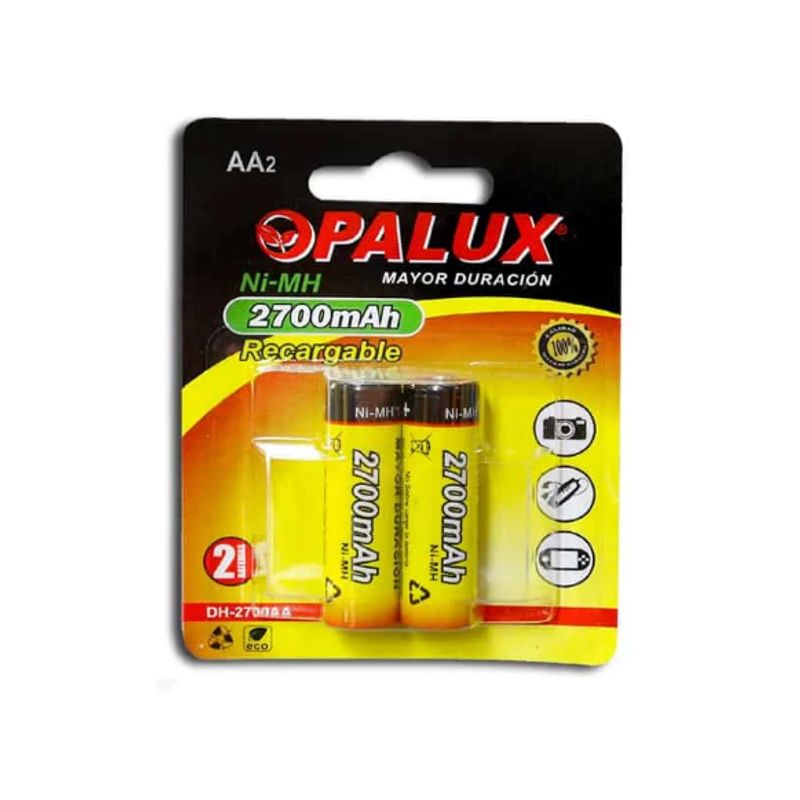 OPALUX - Pila Recargable AA 2700mAh 2 pilas DH-2700AA OPALUX
