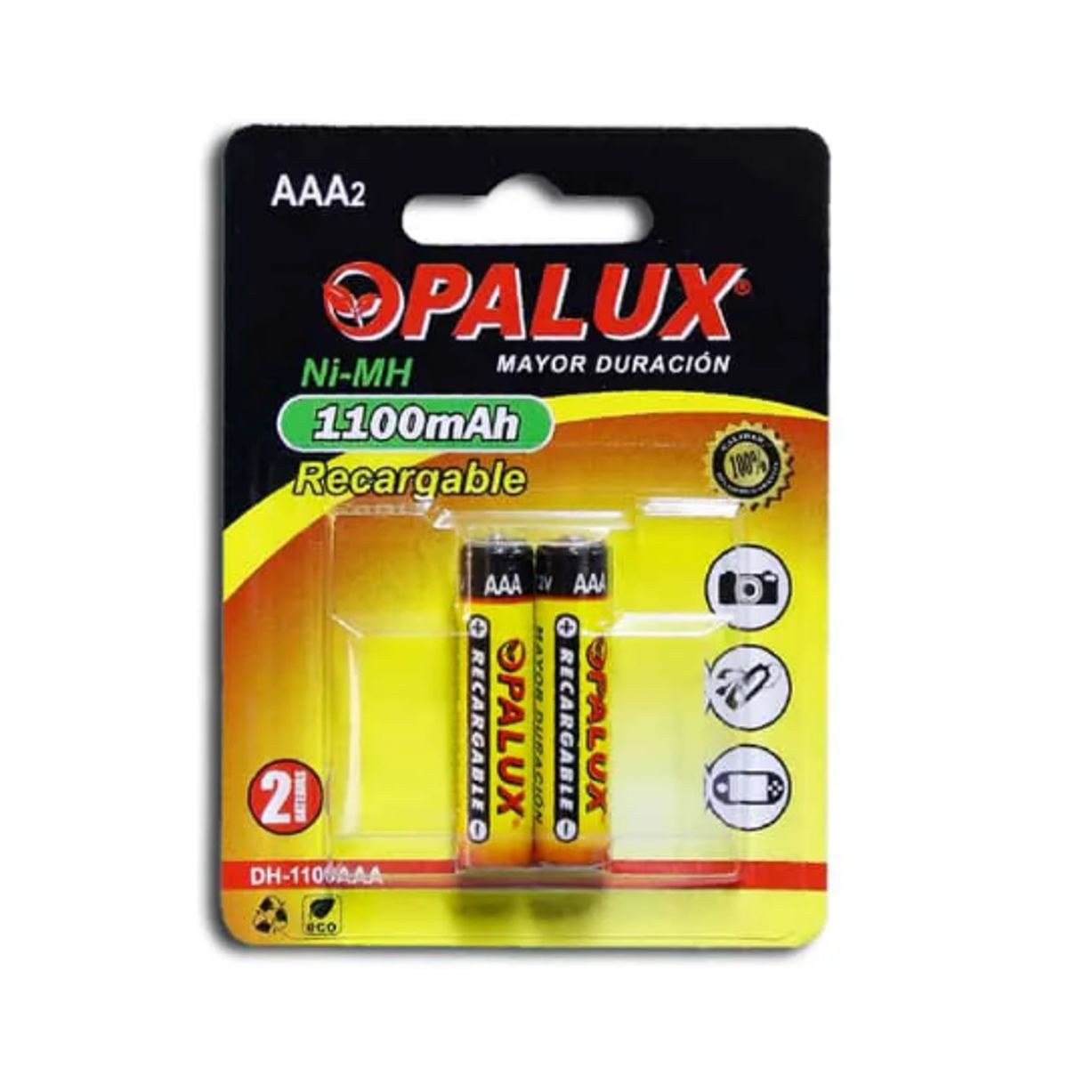OPALUX - Pila Recargable AAA 1100mAh 2 pilas DH-1100AAA OPALUX