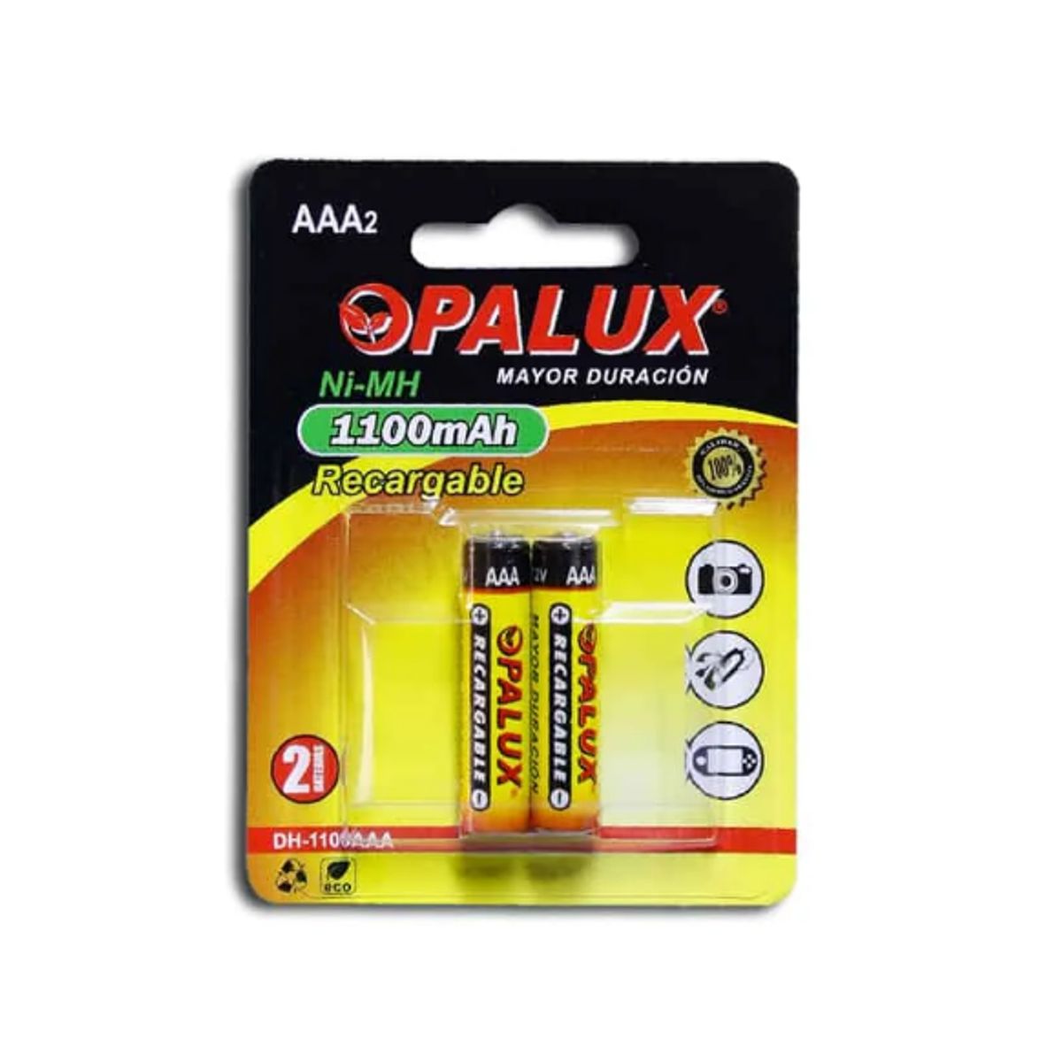 OPALUX - Pila Recargable AAA 1100mAh 2 pilas DH-1100AAA OPALUX