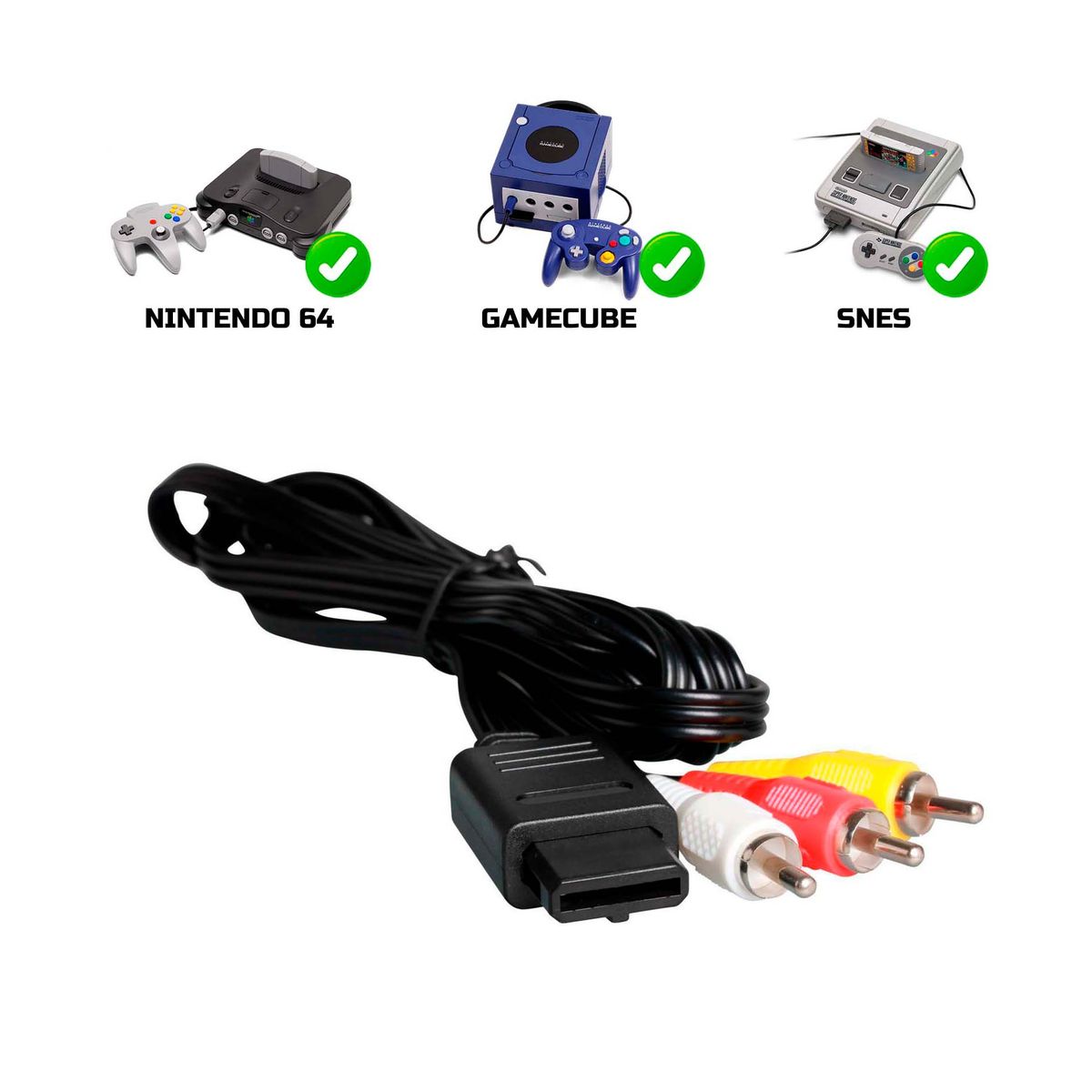 GENERICO - Cable Av De Audio Y Video Compatible: Gamecube Nintendo 64 Snes