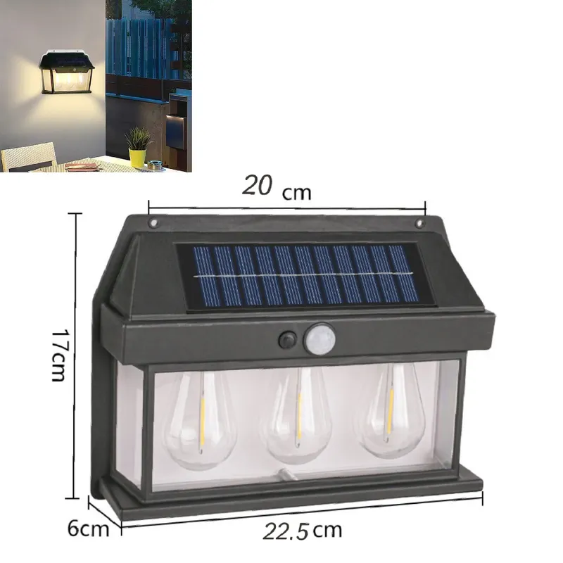 GENERICO - Lampara con Panel Solar para Exteriores Hogar Luz Calida