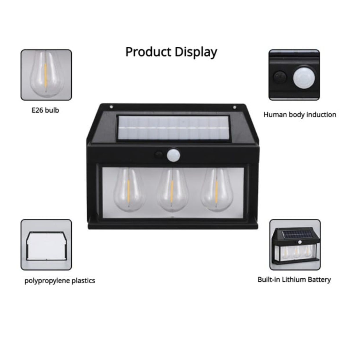 GENERICO - Lampara con Panel Solar para Exteriores Hogar Luz Calida
