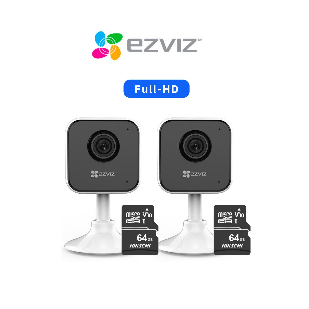 EZVIZ - Kit 2 cámaras de seguridad H1C con resolución Full-HD + Micro SD 64 gb - Ezviz