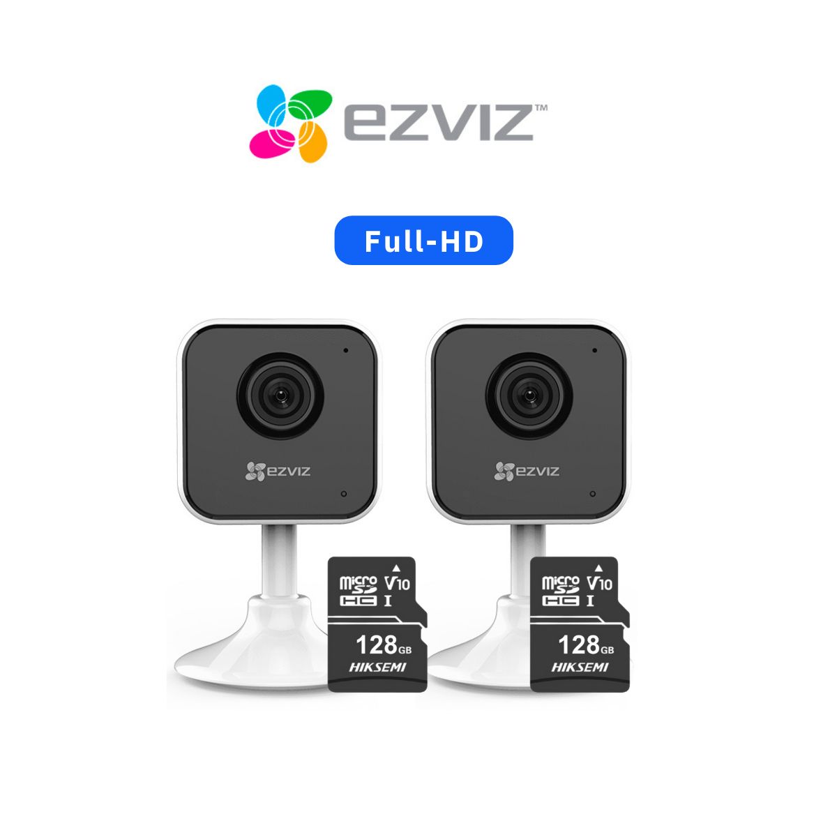 EZVIZ - Kit 2 cámaras de seguridad H1C con resolución Full-HD + Micro SD 128 gb - Ezviz