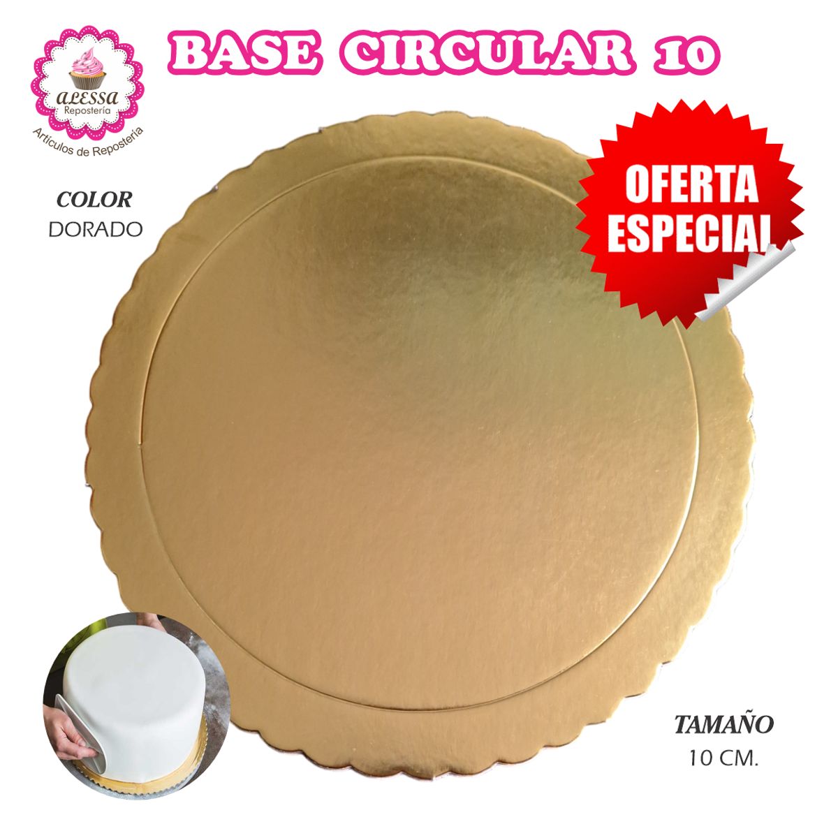 GENERICO - 50 Bases Doradas de Mini Torta Pastel de 10 cm. para Repostería