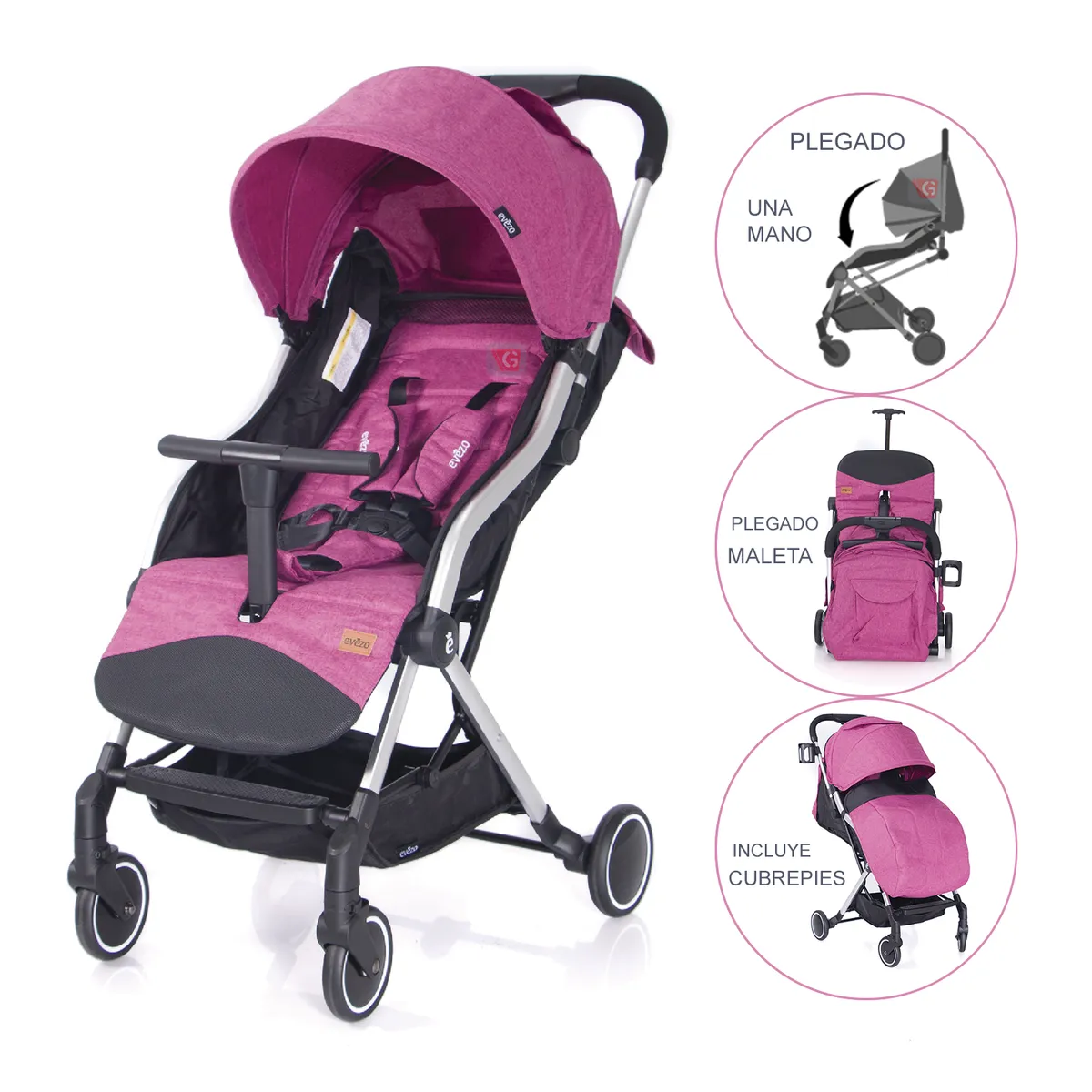 EVEZO - Coche Maleta AVENTIR Aluminio - Pink