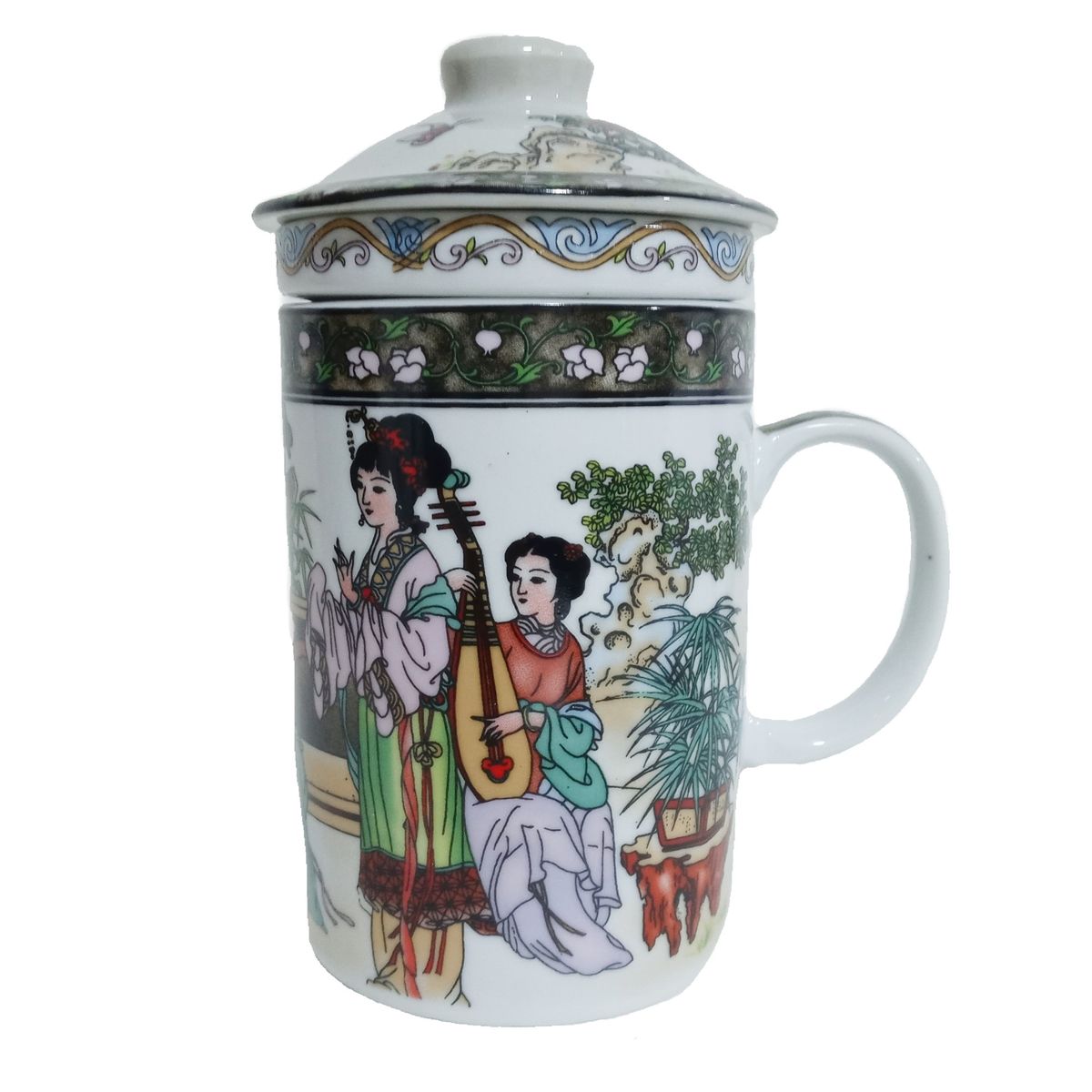 GENERICO - Taza Ceramica Con Filtro Oriental Banjo Bambu Maceta 3pza
