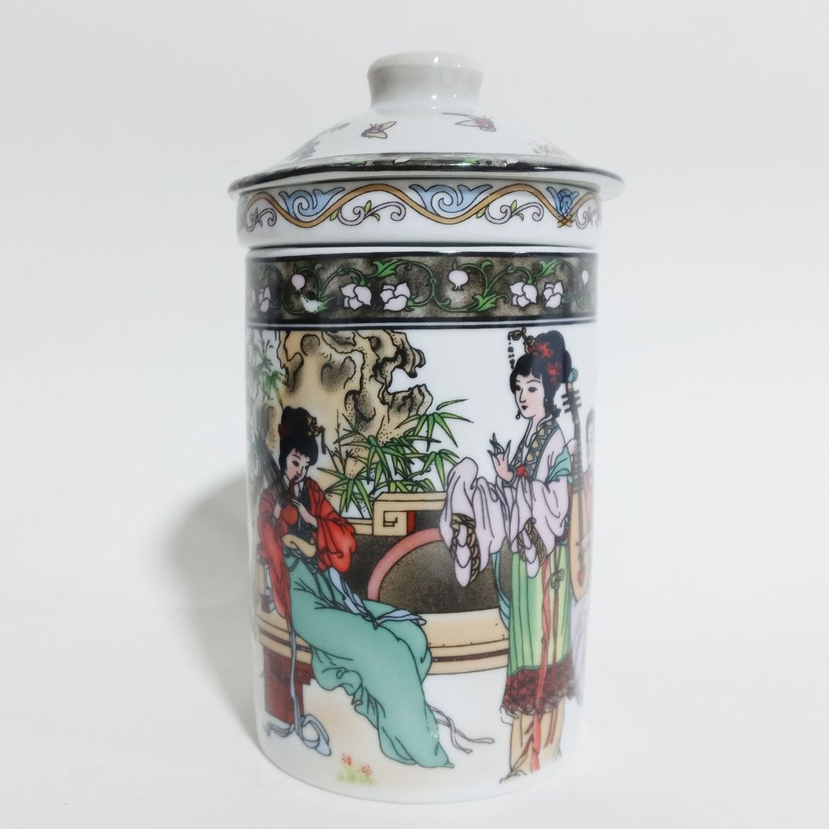 GENERICO - Taza Ceramica Con Filtro Oriental Banjo Bambu Maceta 3pza