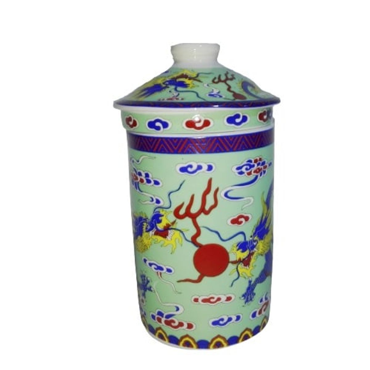 GENERICO - Taza Ceramica Con Filtro Oriental Dragones Fucang Long Nubes 3pza