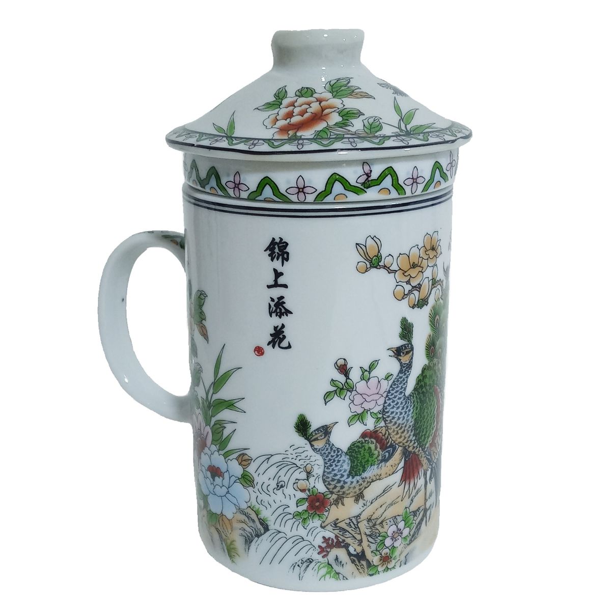 GENERICO - Taza Ceramica Con Filtro Oriental Pagopan Flores Cascada 3pza